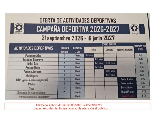 CAMPAÑA DEPORTIVA 2026-2027 , ACTIVIDADES DEPORTIVAS
